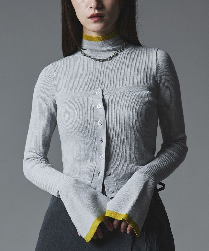 【予約販売】ウールミックスライトニット配色トップスセット 全4色