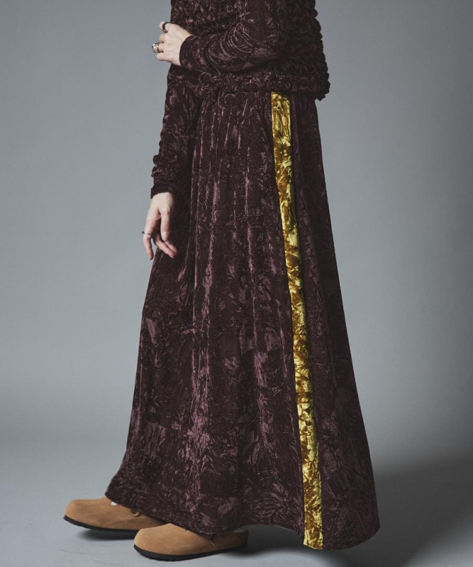 【予約販売】クラッシュベロアサイドラインスカート 全4色