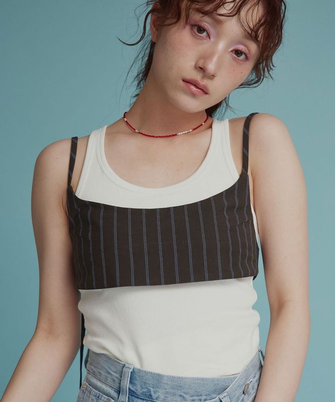 ソフトタッチツイルロングストラップビスチェ