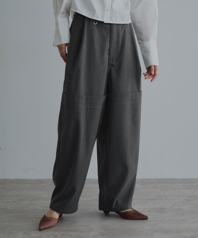 ウールタッチツイル切り替えレッグスラックスパンツ