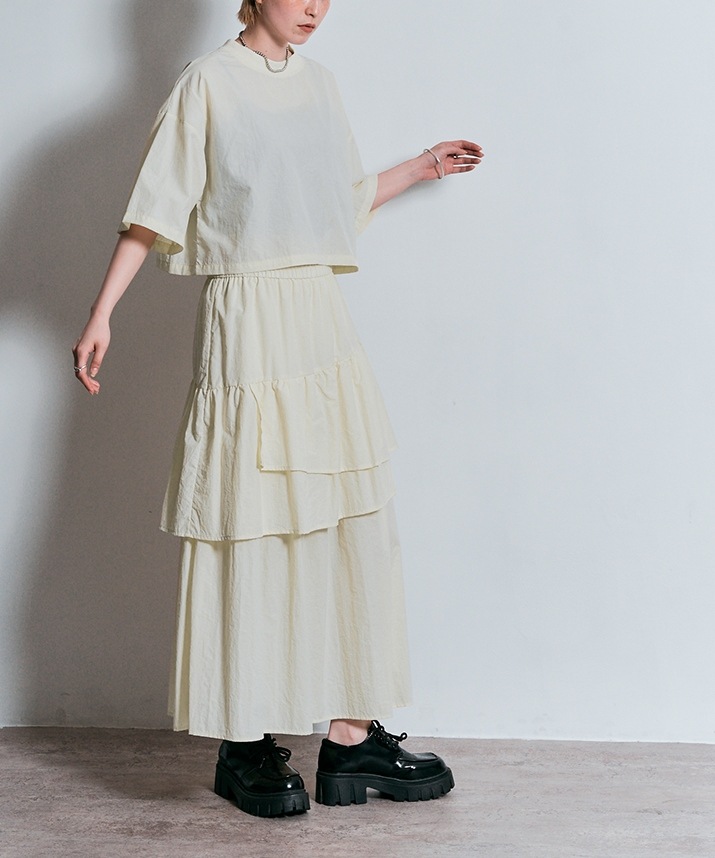 リブネックショートトップス 全4色 | トップス,カットソー | W:Huku