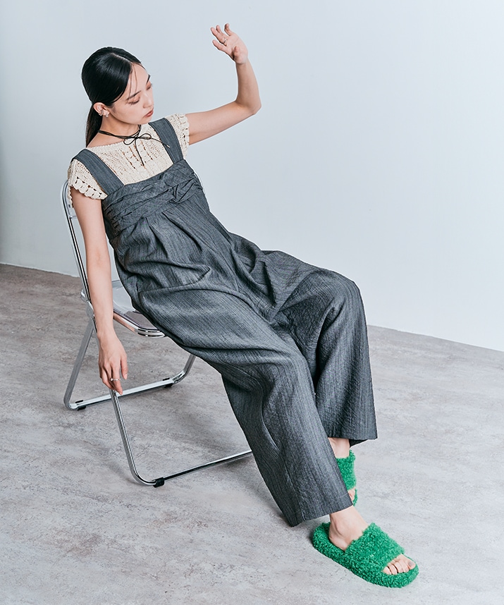 キーネッククロシェニットトップス 全2色 【SALE】