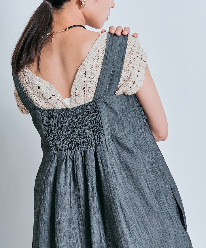 キーネッククロシェニットトップス 全2色 【SALE】