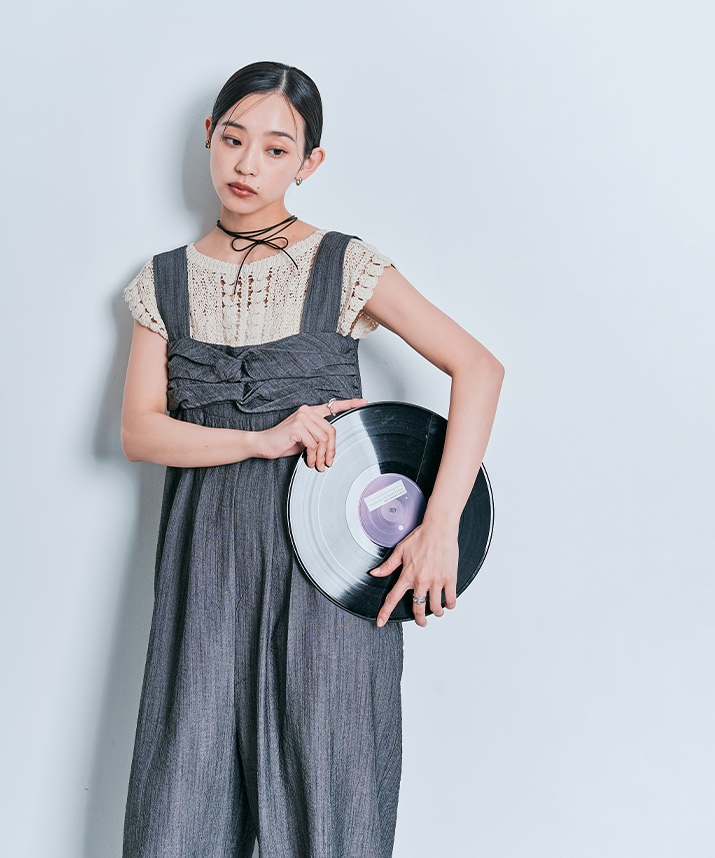 キーネッククロシェニットトップス 全2色 【SALE】