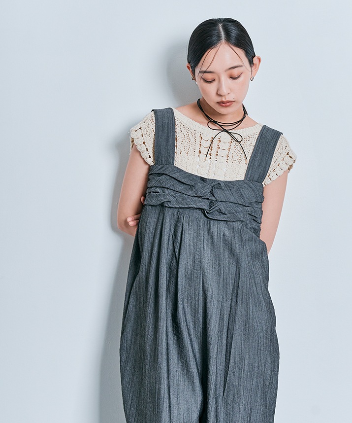 キーネッククロシェニットトップス 全2色 【SALE】