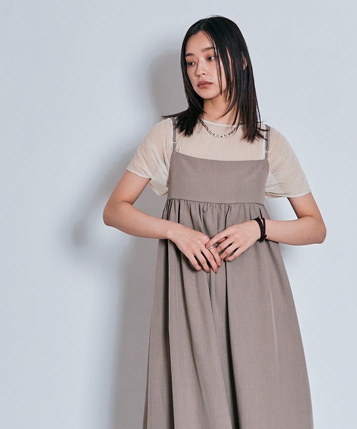 ランダムプリーツノースリーブトップス 全4色 2タイプ 【SALE