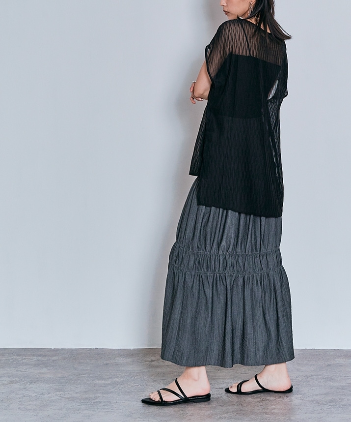 ランダムプリーツノースリーブトップス 全4色 2タイプ 【SALE