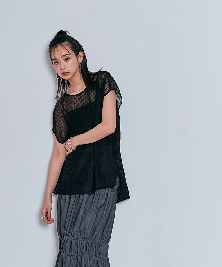 ランダムプリーツノースリーブトップス 全4色 2タイプ 【SALE