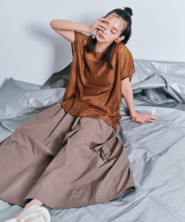 ランダムプリーツノースリーブトップス 全4色 2タイプ 【SALE