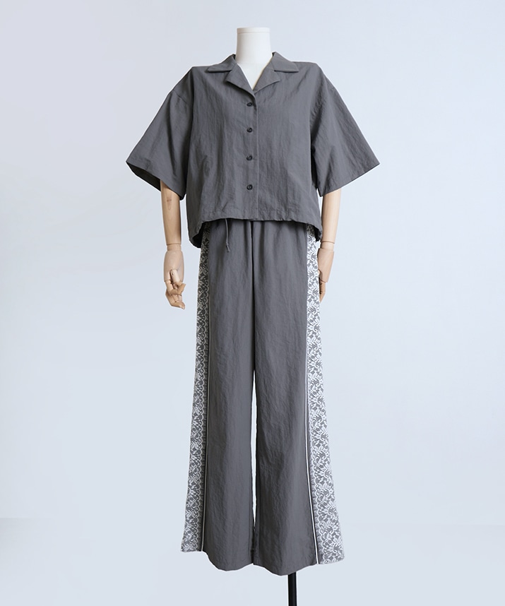 rurumu セットアップ ブラウス&ボトムス セットアップ／ネイビー（L） | 横浜元町