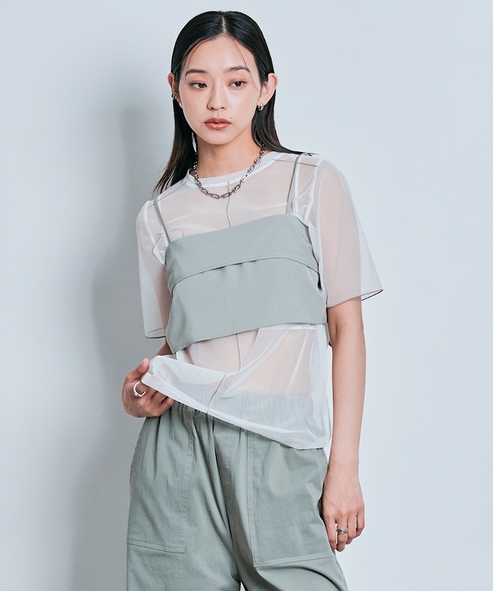 ■ TOTEME ■ バイカラー シースルートップス 配色パイピングシアートップス 全3色 2サイズ | トップス
