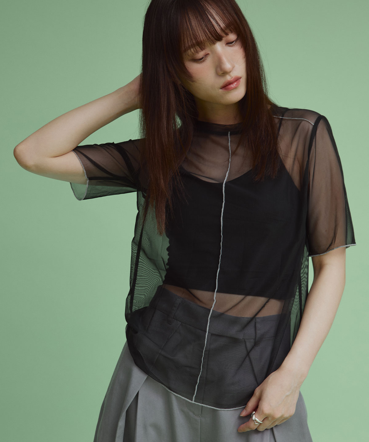 パイピングシアーブラウス♪38美品 配色パイピングシアートップス | すべての商品 | W:Huku