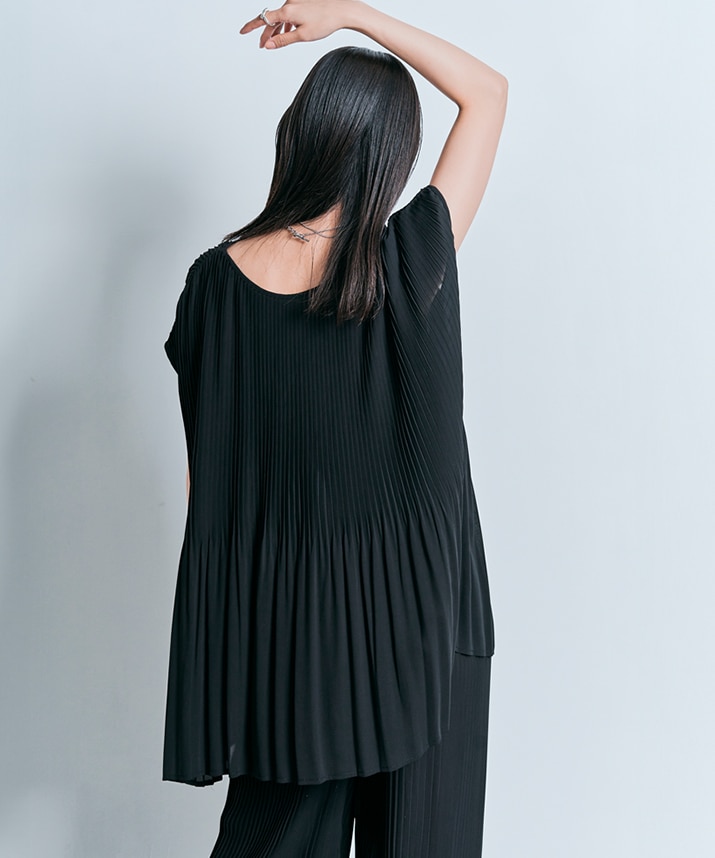 シフォン プリーツ ノースリーブ ブラウス シフォンプリーツノースリーブトップス 1色 【SALE】 | すべての商品