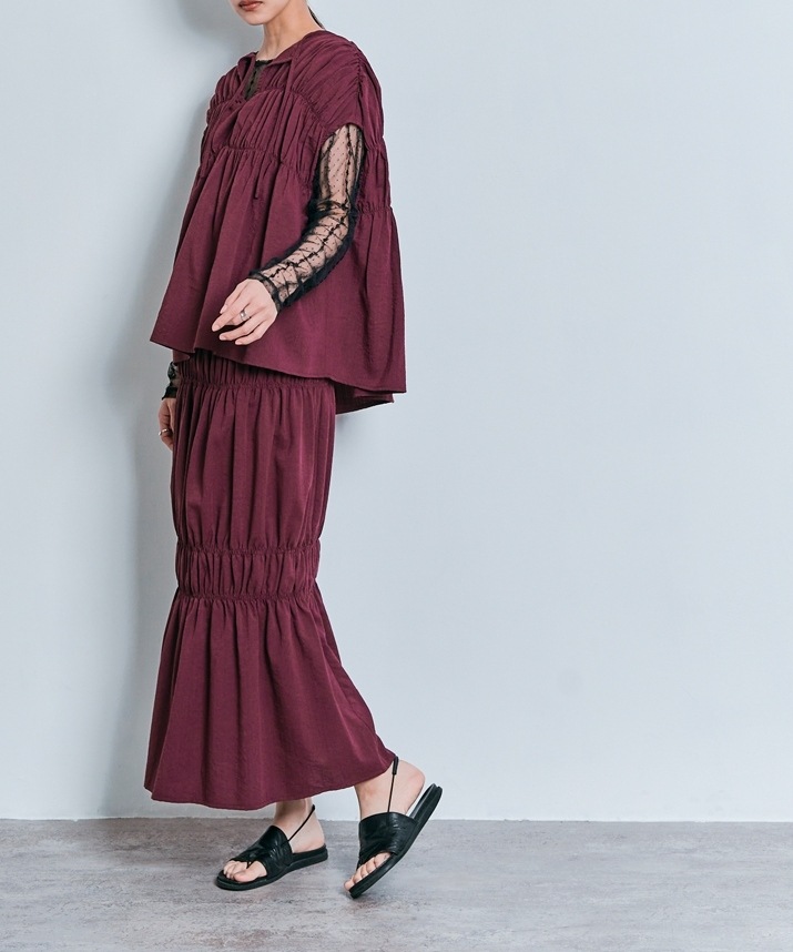 【Limited Price】【SET】シャーリングギャザーセットアップ 全3色