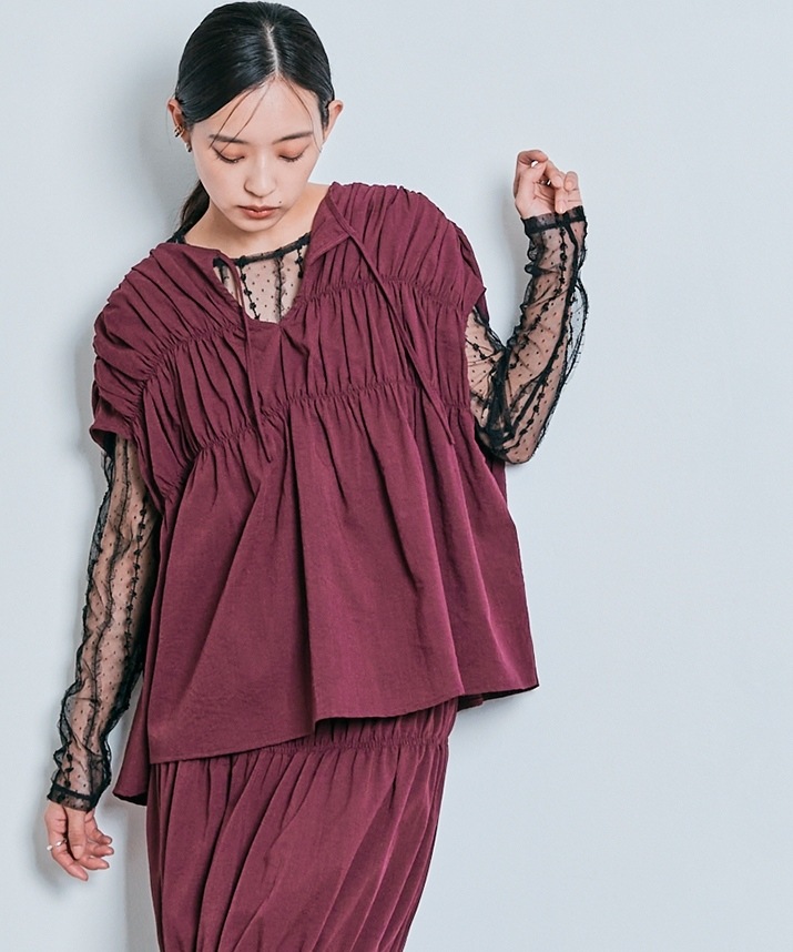 【Limited Price】【SET】シャーリングギャザーセットアップ 全3色