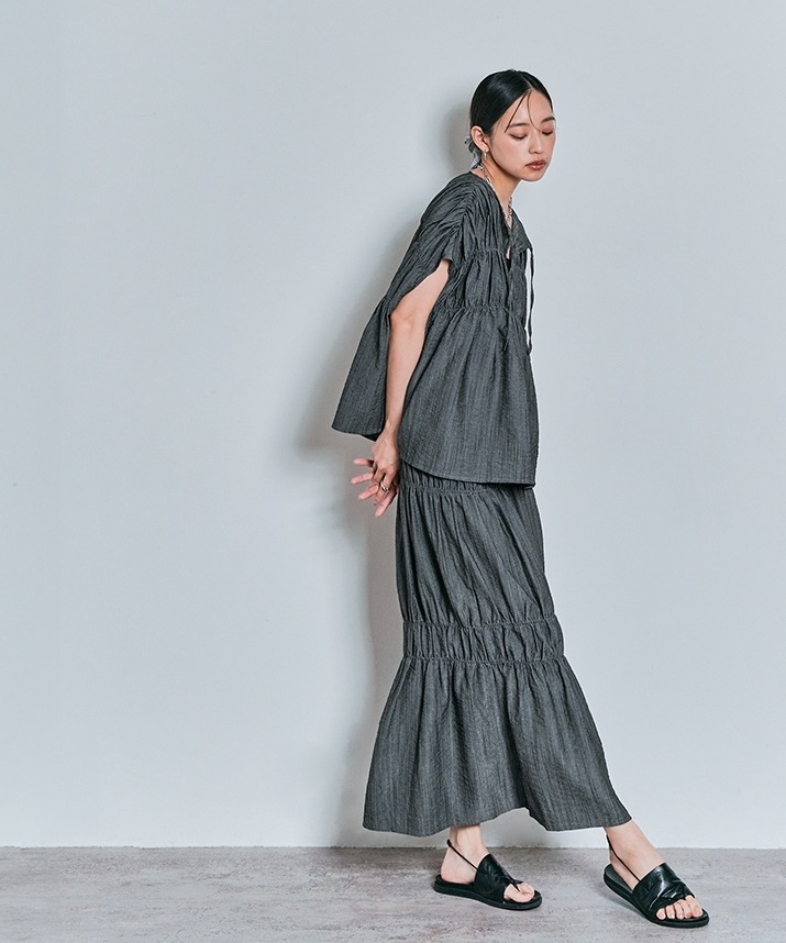 【Limited Price】【SET】シャーリングギャザーセットアップ 全3色
