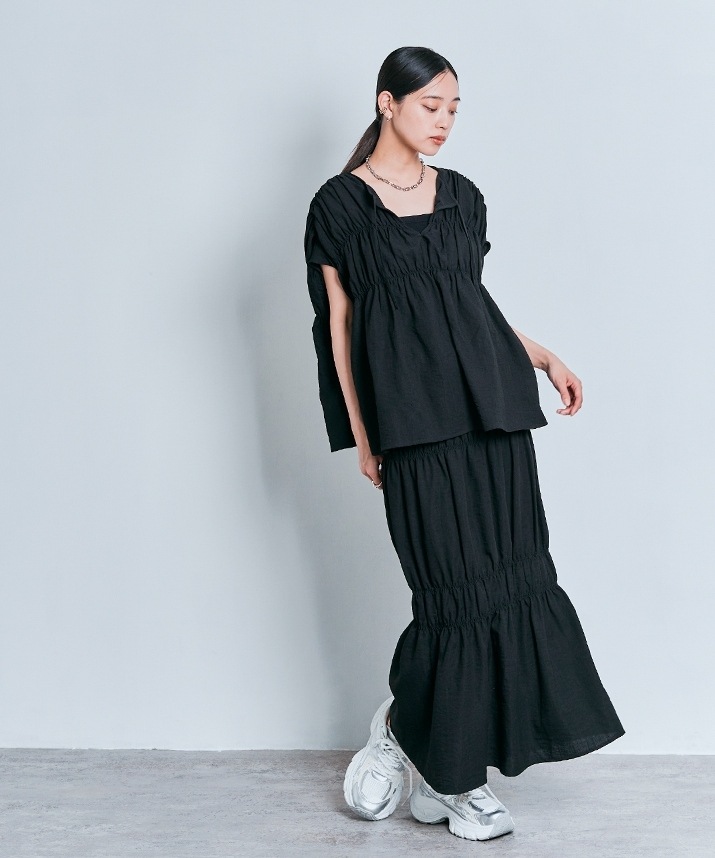 【Limited Price】【SET】シャーリングギャザーセットアップ 全3色