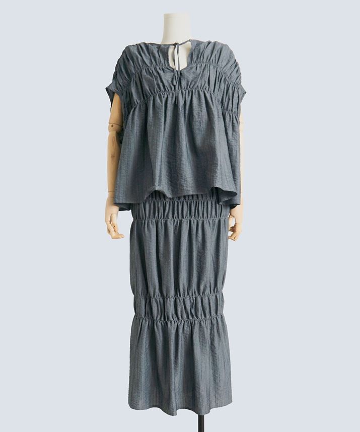 【Limited Price】【SET】シャーリングギャザーセットアップ 全3色