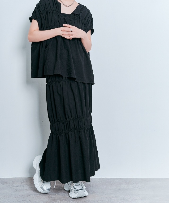 【Limited Price】【SET】シャーリングギャザーセットアップ 全3色