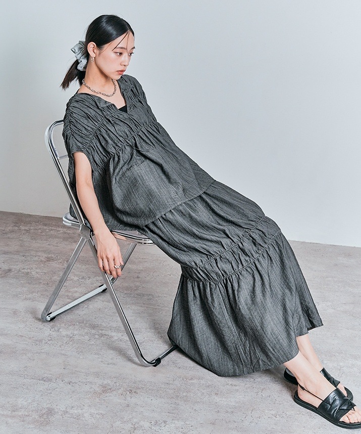 【Limited Price】【SET】シャーリングギャザーセットアップ 全3色