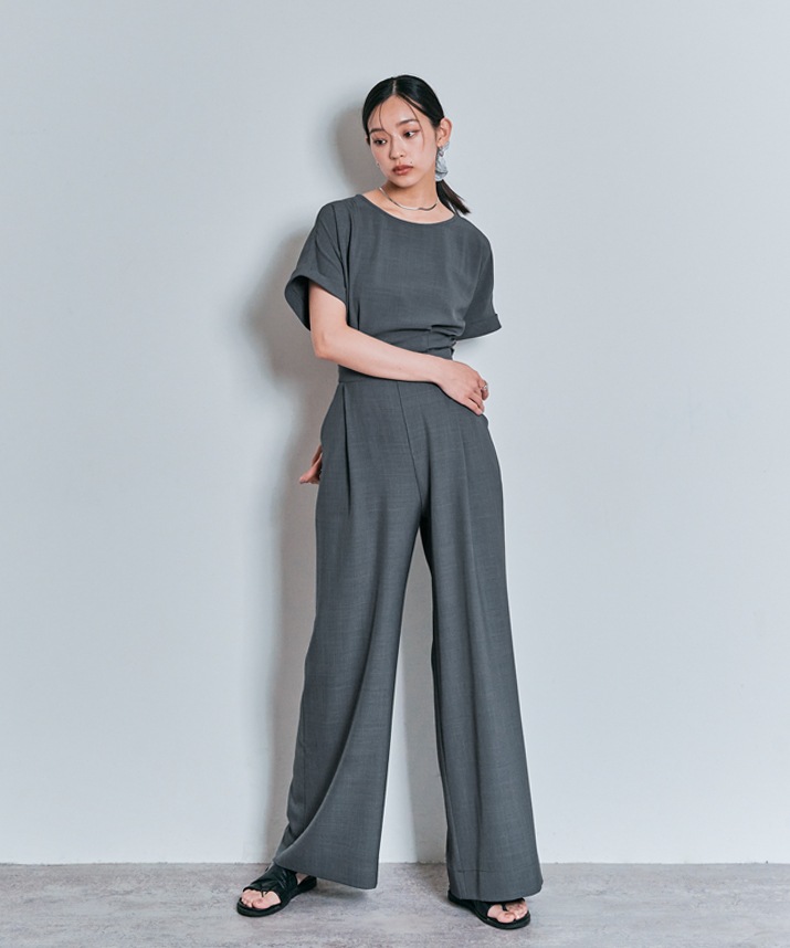 Limited Price】【SET】メランジツイルぺプラムセットアップ 全3色 2