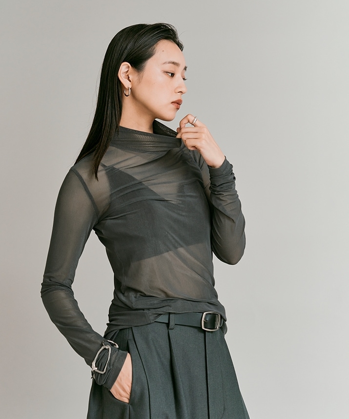 ストレッチメッシュハイネックトップス 全5色 | トップス