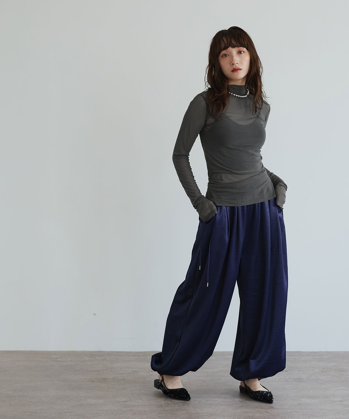 ストレッチメッシュハイネックトップス | トップス | W:Huku
