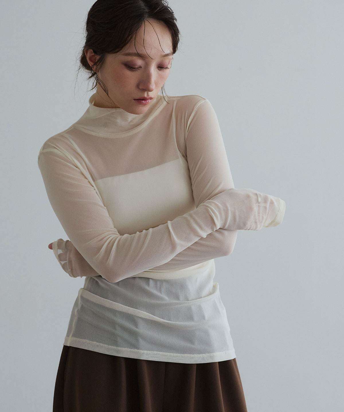 ストレッチメッシュハイネックトップス | トップス | W:Huku