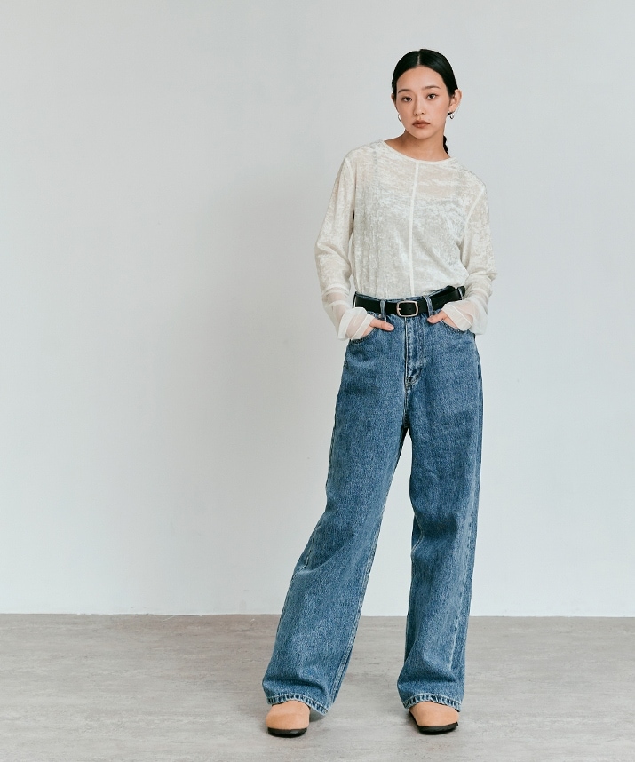 スリーブ切り替えメッシュベロアトップス 全4色 【新作SALE