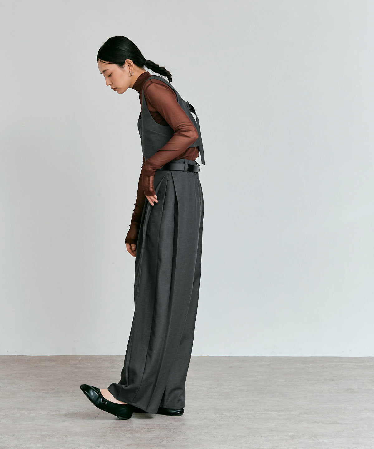 ストレッチソフトツイルコクーンスラックス 全4色