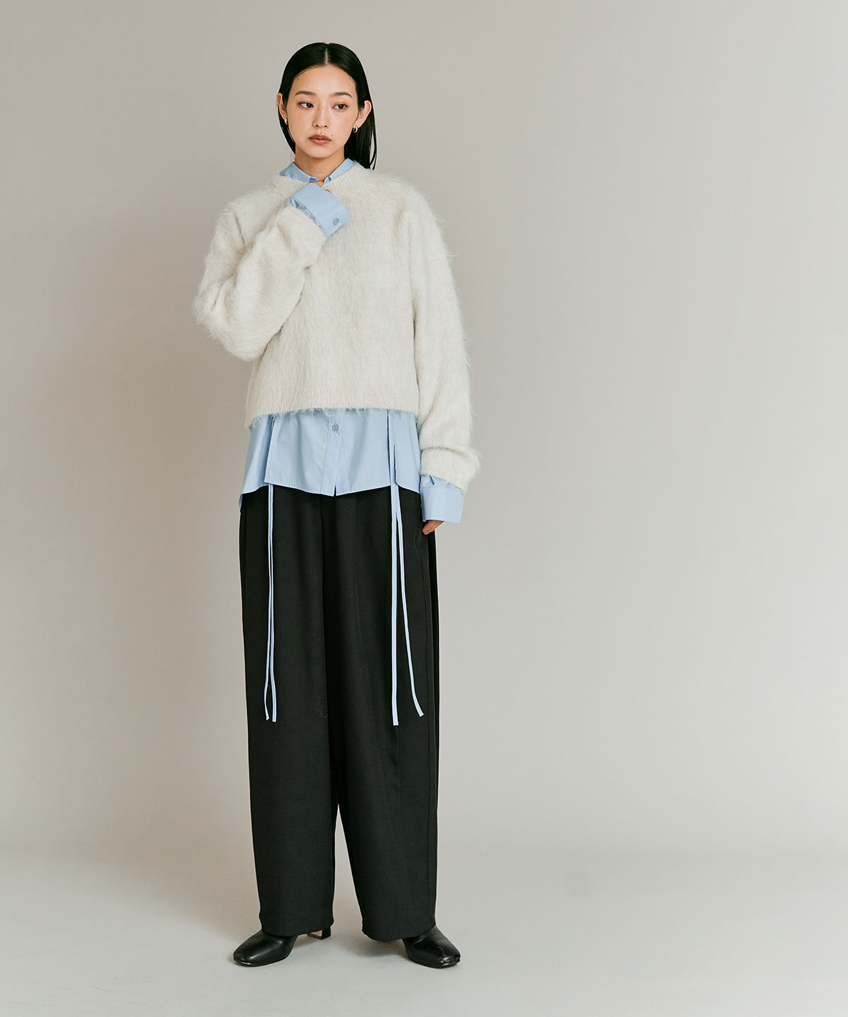 ストレッチソフトツイルコクーンスラックス 全4色