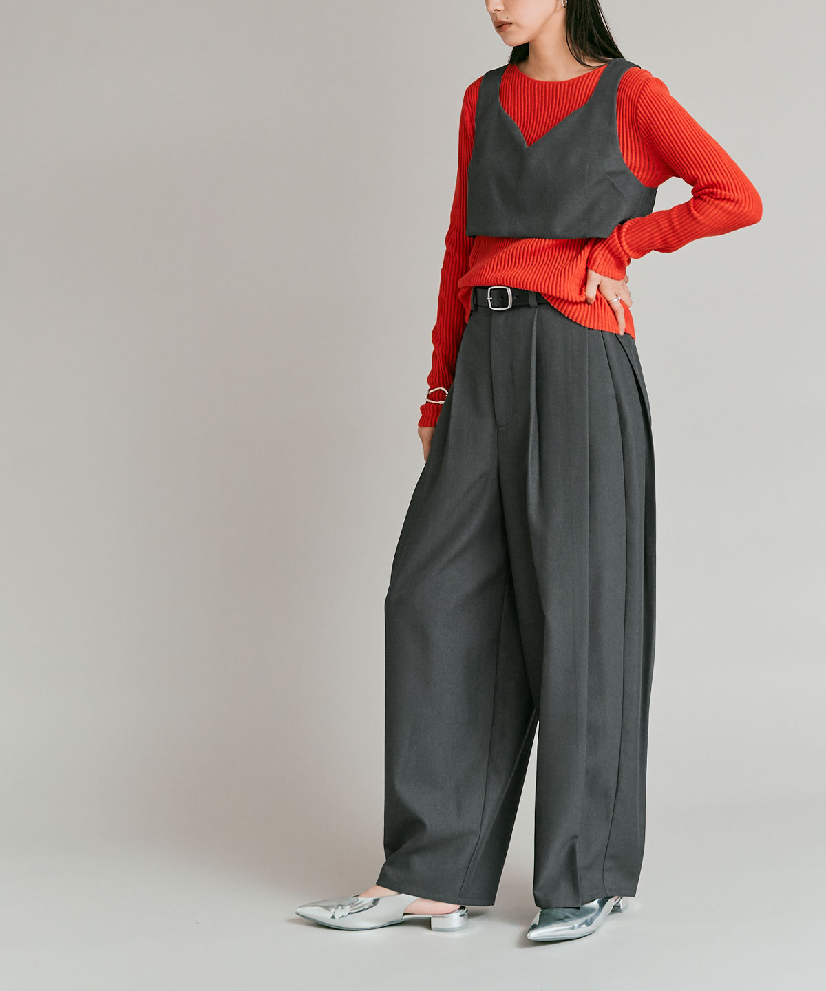 ストレッチソフトツイルコクーンスラックス 全4色