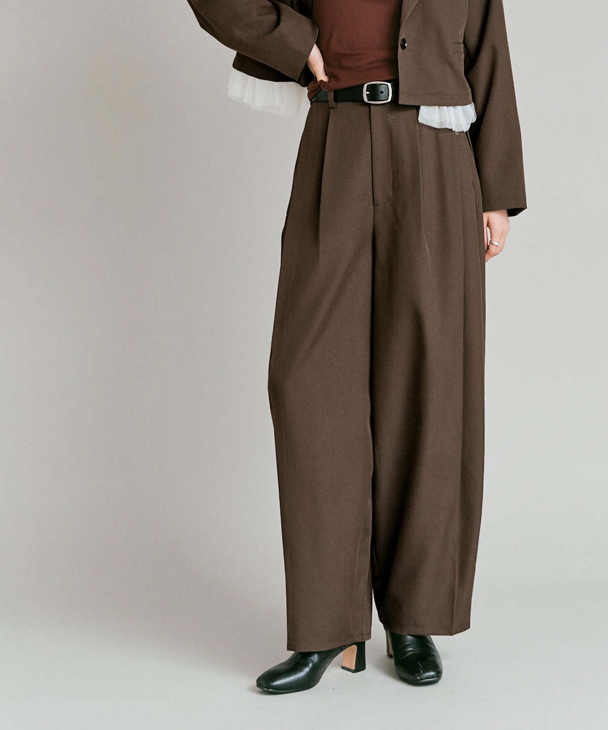 ストレッチソフトツイルコクーンスラックス 全4色