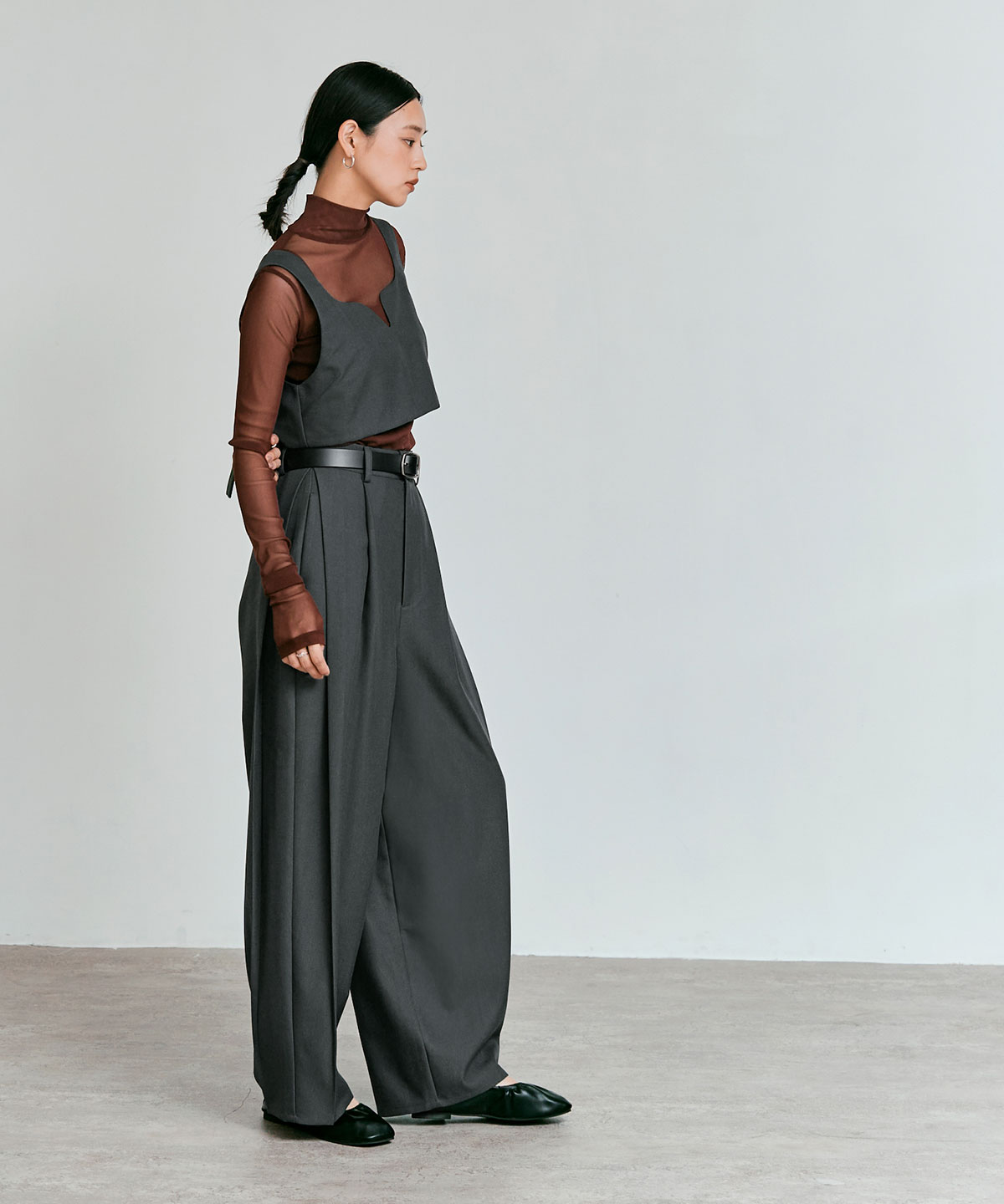 ストレッチソフトツイルコクーンスラックス 全4色