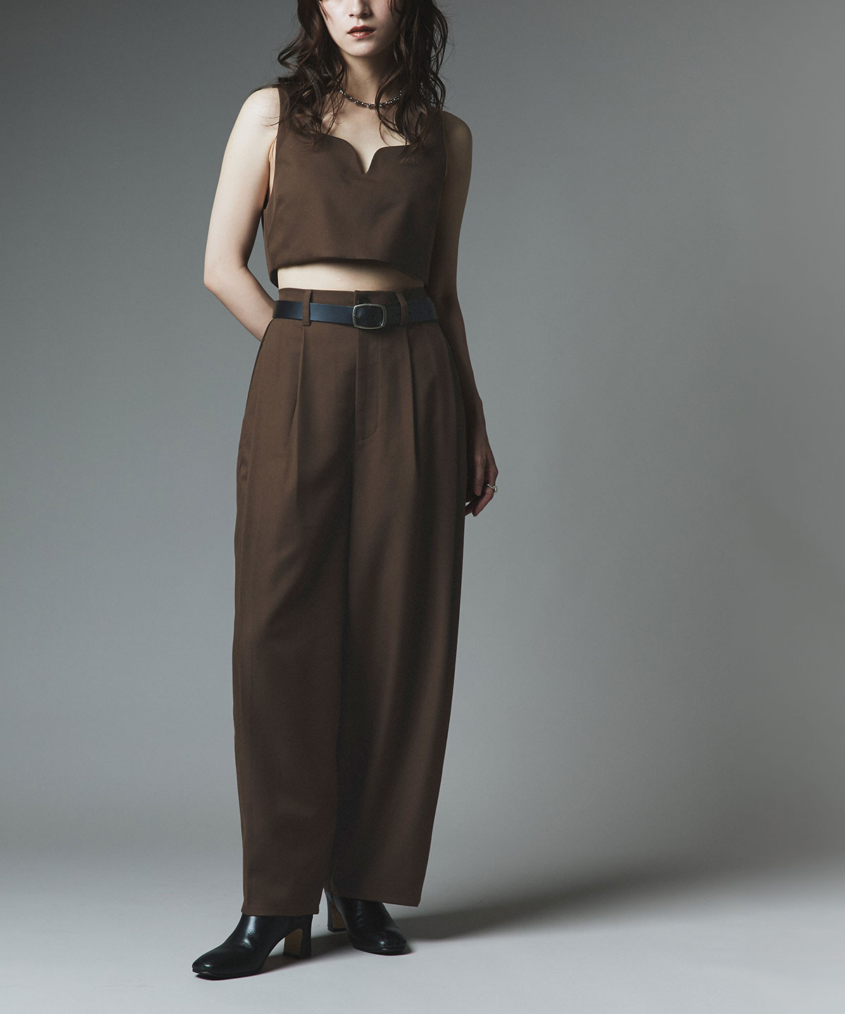 ストレッチソフトツイルコクーンスラックス 全4色