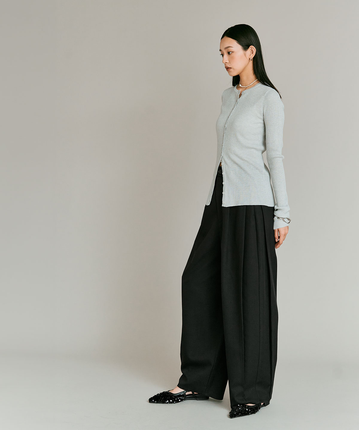 ストレッチソフトツイルコクーンスラックス 全4色