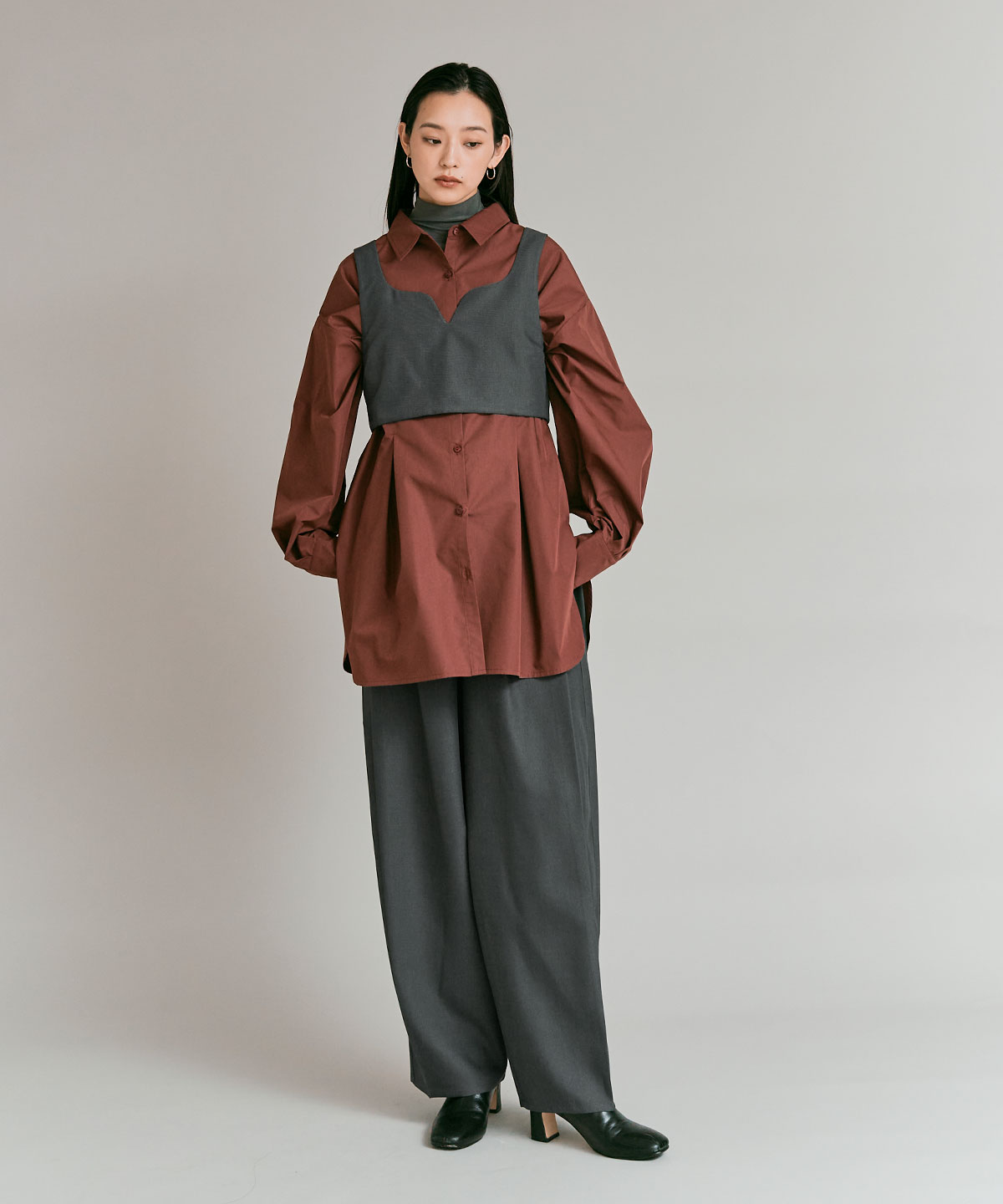 ストレッチソフトツイルコクーンスラックス 全4色