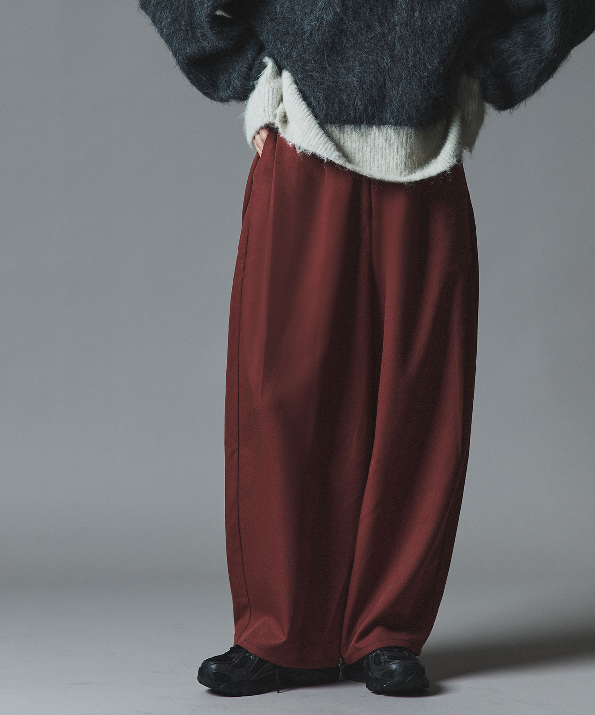 ストレッチソフトツイルコクーンスラックス 全4色