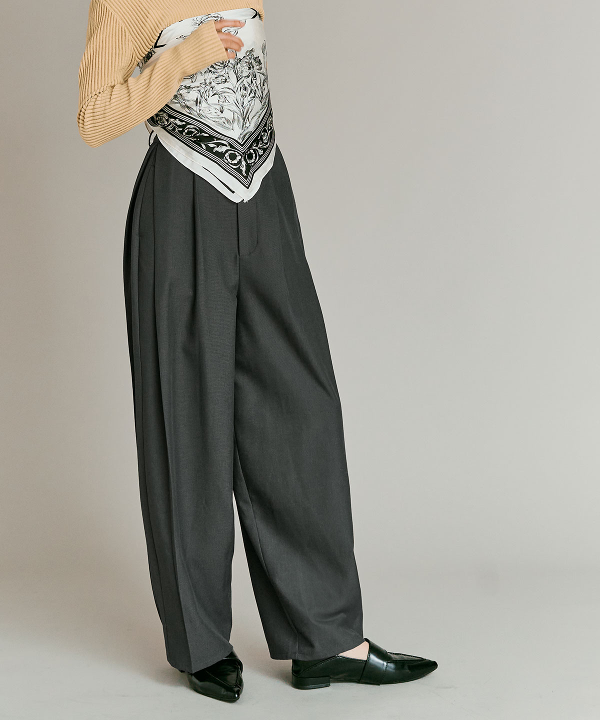 ストレッチソフトツイルコクーンスラックス 全4色