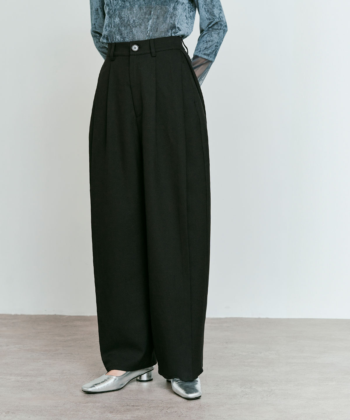 ストレッチソフトツイルコクーンスラックス 全4色