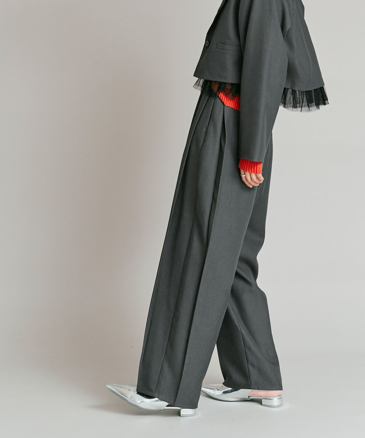 ストレッチソフトツイルコクーンスラックス 全4色