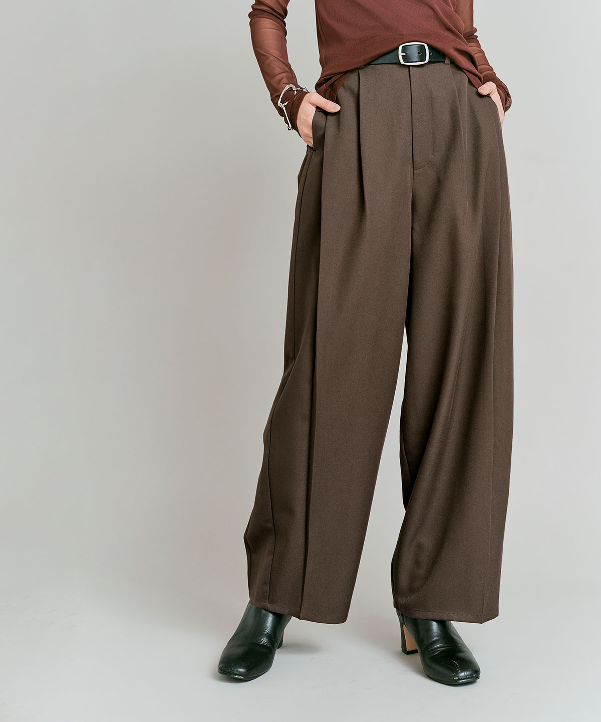 ストレッチソフトツイルコクーンスラックス 全4色