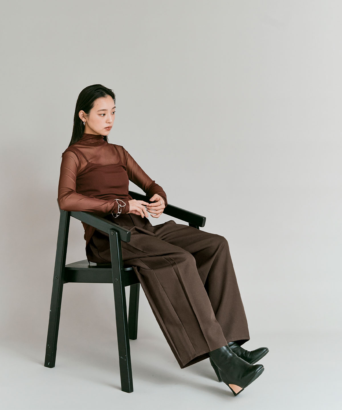 ストレッチソフトツイルコクーンスラックス 全4色