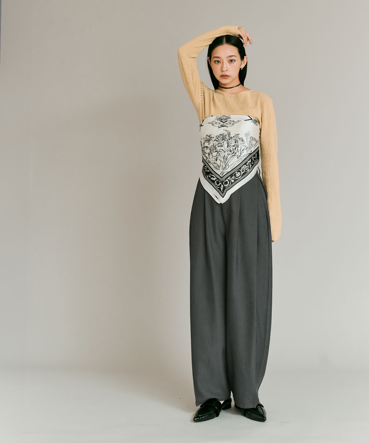 ストレッチソフトツイルコクーンスラックス 全4色