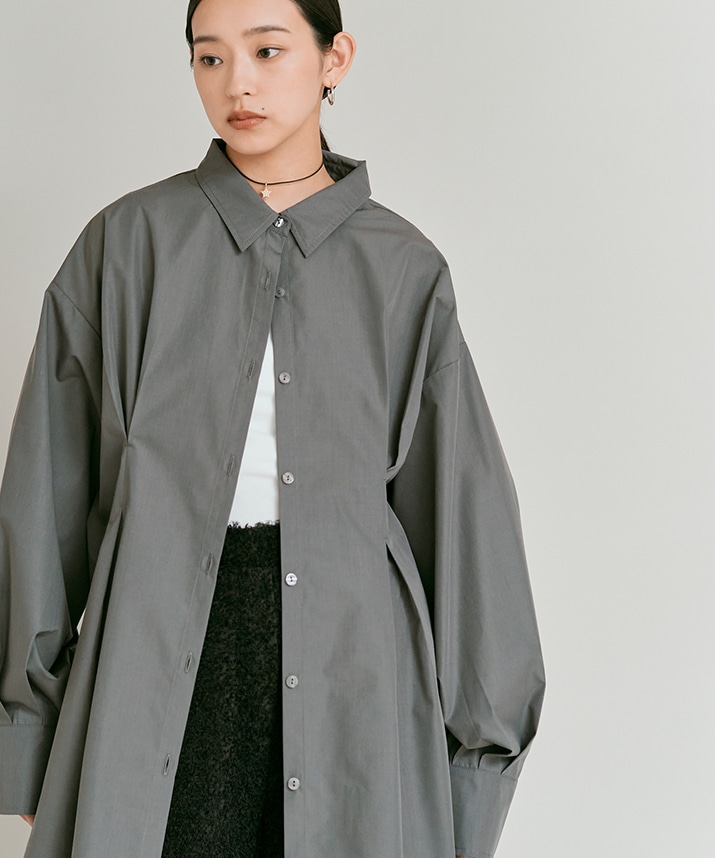 THE NEW HOUSE ビッグシャツ black ノンアイロンウエストタックビッグシャツ 全4色 | トップス,シャツ