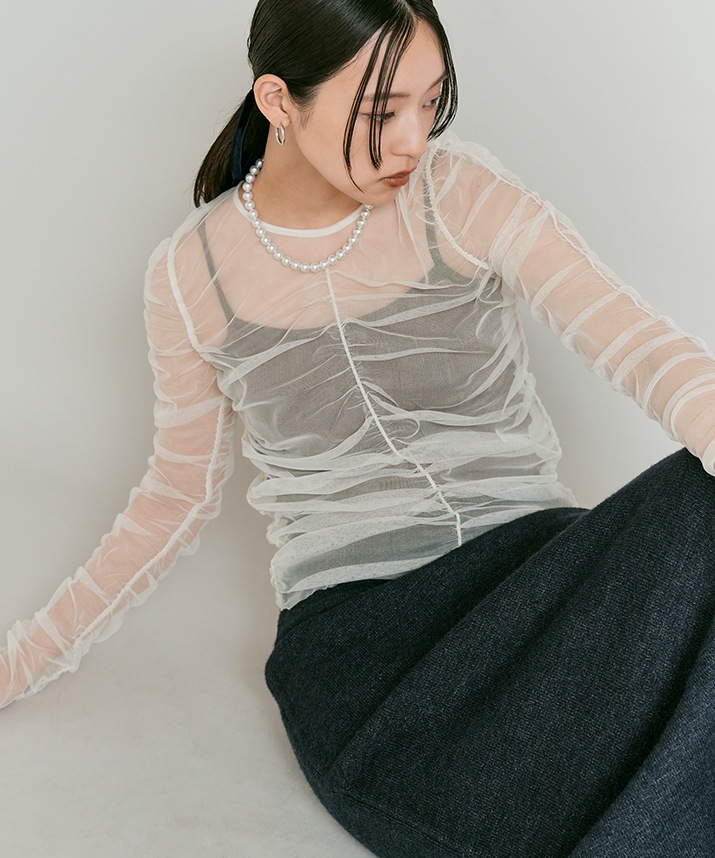 machatt のシャーリングトップス one off shoulder shirring tops/ワンオフショルダー