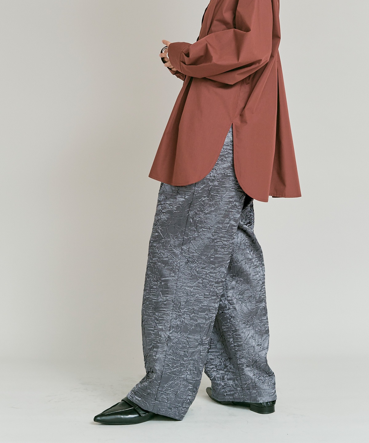 ブライトジャカードコクーンシルエットパンツ 全3色