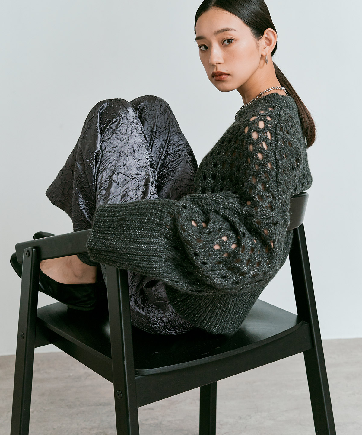 ブライトジャカードコクーンシルエットパンツ 全3色