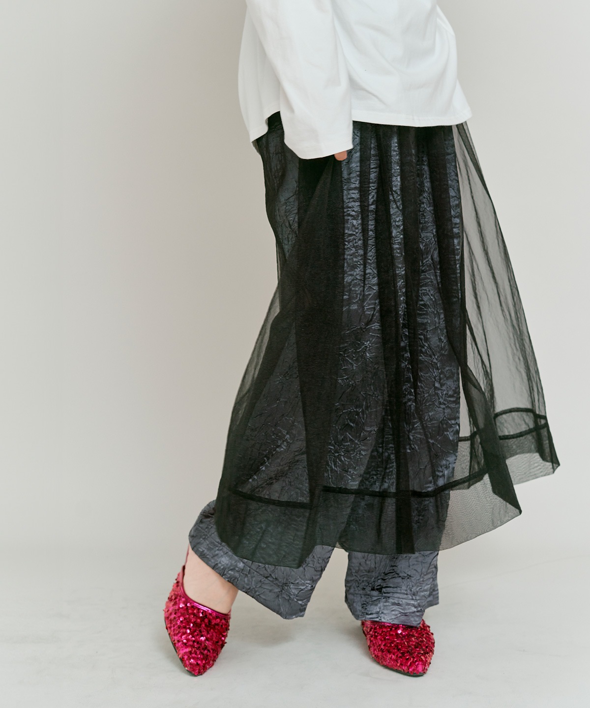 ブライトジャカードコクーンシルエットパンツ 全3色