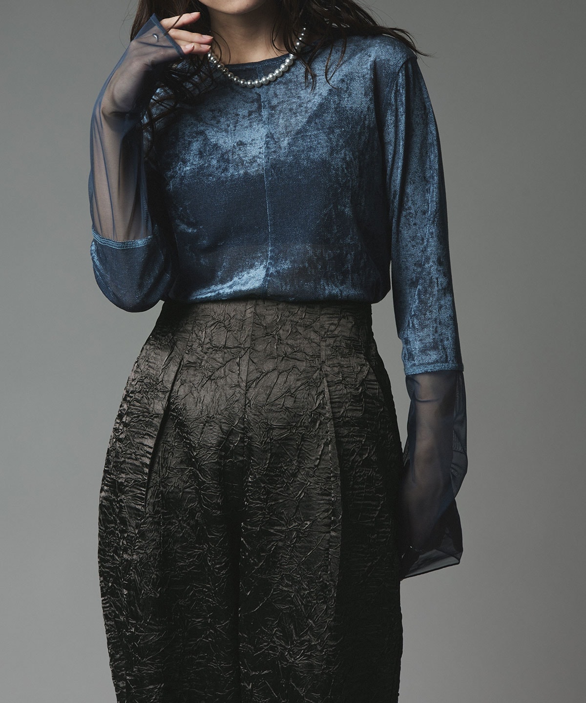 ブライトジャカードコクーンシルエットパンツ 全3色